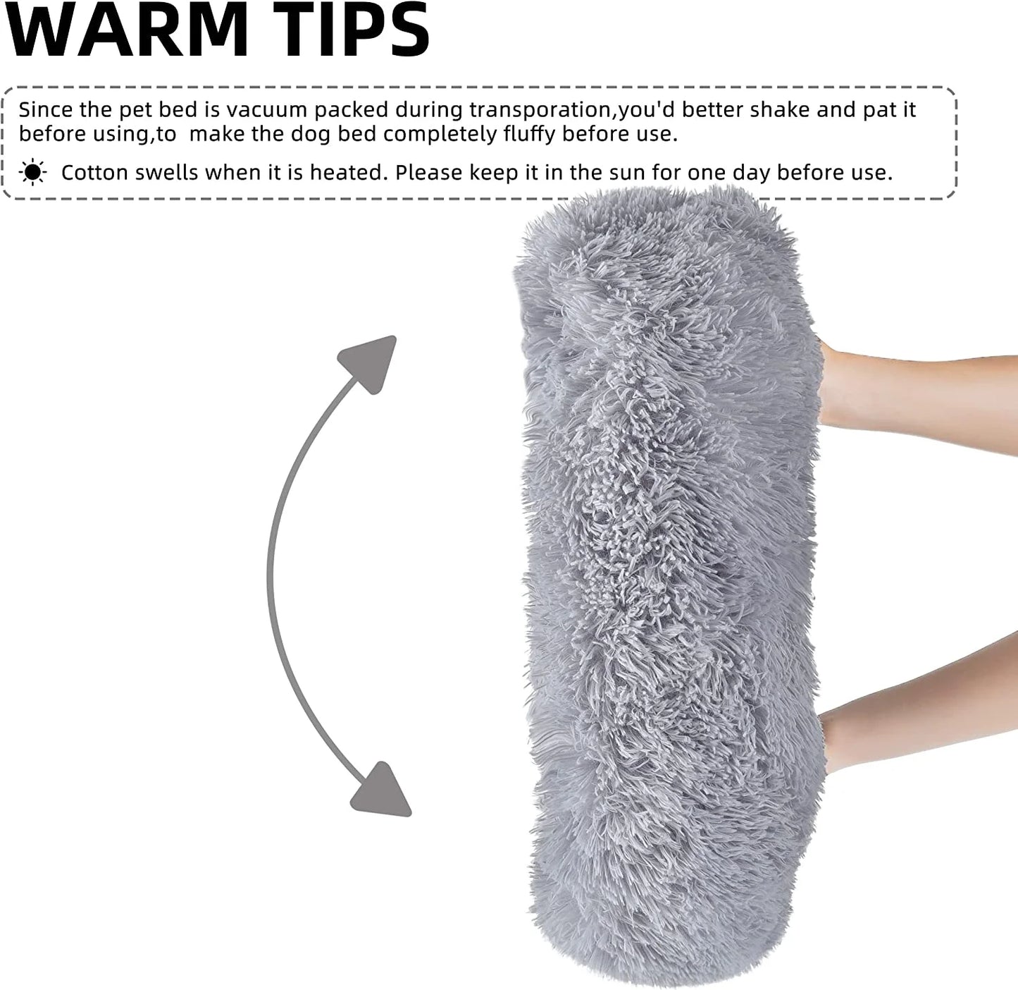 Cat Bed for Indoor Cats, Small Dog Beds for Small Dogs,Soft Long Plush Cushion Washable Puppy Bed,Self-Warming Square Cat Bed Anti-Slip Bottom Cushion (26 X 22 X 8 Inch, Gray)