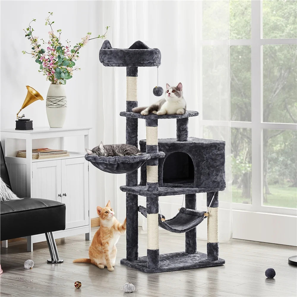 Ultimate 55" Dark Gray Cat Tree Tower - The Perfect Playground for Your Feline Friends!