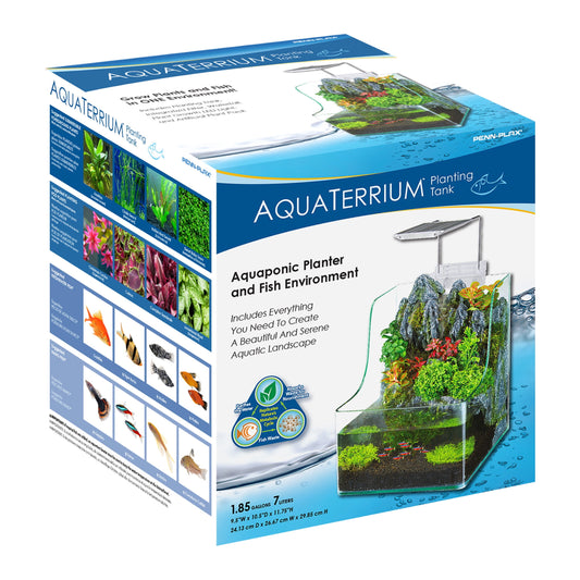 Aquaterrium Tank - Hydroponic Glass Aquarium for Live Plants and Fish - 1.85 Gallons