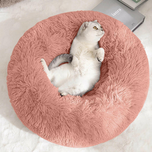 Calming Donut Dog Bed Anti-Anxiety, Self Warming, Cozy Soft Plush round Pet Bed, Ideal for Both Home & Travel, 27"L X 27"W X 8"H