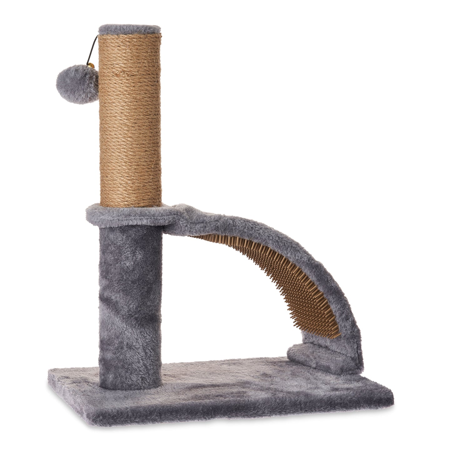 Upgrade your kitty's playtime with our 17" Deluxe Jute Cat Scratching Post & Arch Grooming Massager in stylish gray! ๐พโจ Perfect for happy paws and a healthy coat!