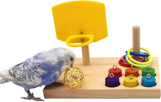 Engaging Bird Toys for Budgies and Parrots - Trick Tabletop Training Set with Chew Balls and Stacking Rings for Active Play and Mental Stimulation