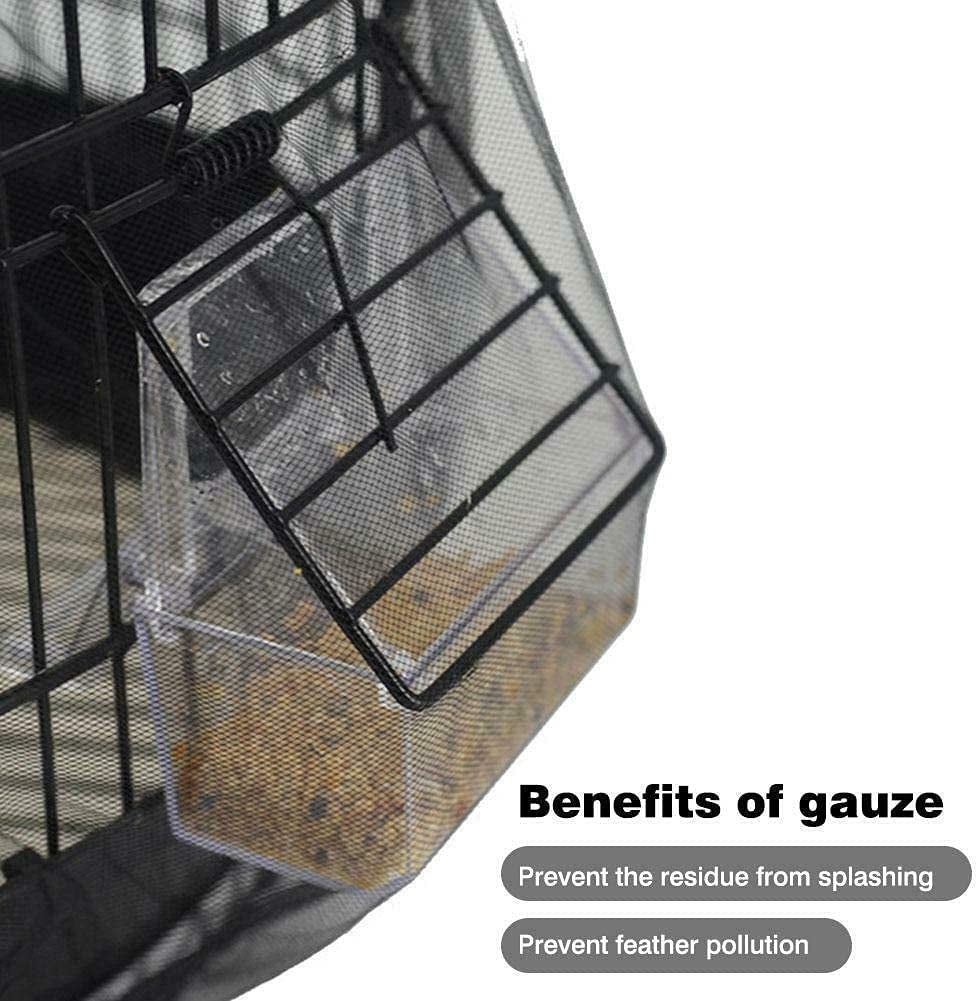 Universal Bird Cage Seed Catcher,Seed Catcher Guard Net Cover,Parrot Nylon Mesh Net Cover,Soft Airy Cage Net Stretchy Skirt for round Square Cage Father'Day Gift(Circumference 50 Inch to 90 Inch,Black