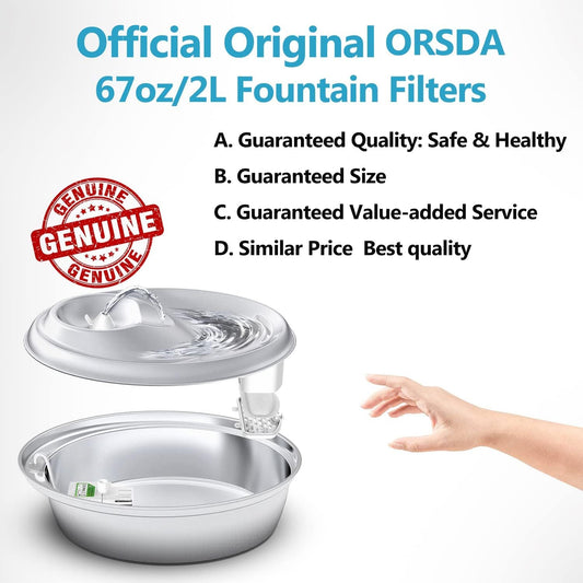 Cat Water Fountain Filters, Replacement Carbon, Resin Filters for D30 67Oz/2L Automatic Pet Fountain Cat Water Fountain Dog Water Dispenser, 4 Filtration System(6Pcs 67Oz/2L Filters)