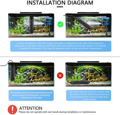 Submersible Aquarium Heater, 800W/1200W Fish Tank Heater, Double Tube Heating, Rapid Heating and Energy Saving, LED Digital Temperature Controller, Suitable for Sea Water and Fresh Water(1200W)