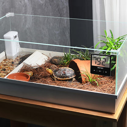 Digital Aquarium Thermometer, Fish Tank Thermometer with Large LCD Display, Stick-On Tank Temp Sensor Ensures Accurate Reading, High/Low-Temperature Alarm Aquarium Thermometer