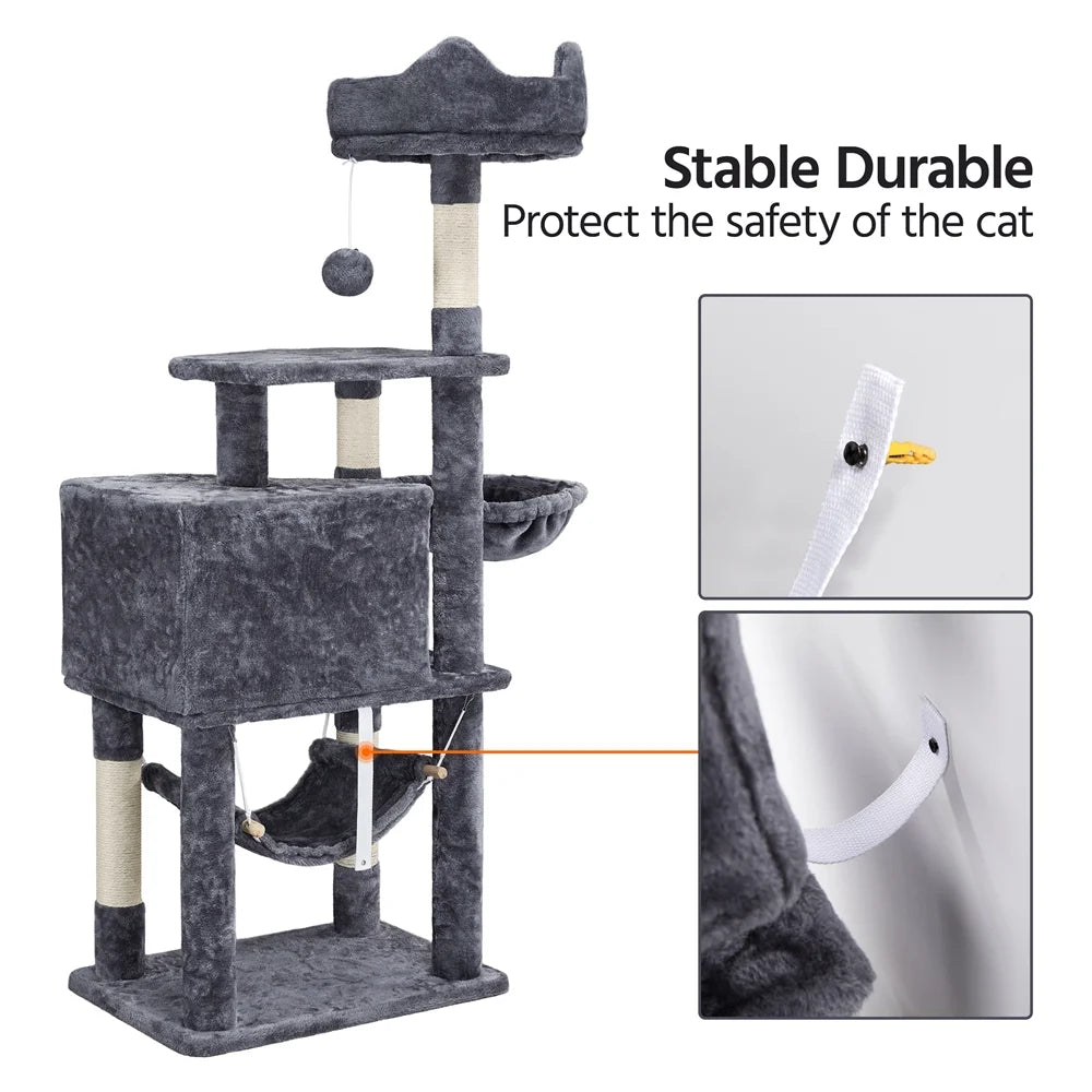 Ultimate 55" Dark Gray Cat Tree Tower - The Perfect Playground for Your Feline Friends!