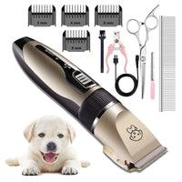 Rechargeable Dog Clippers, Low Noise Pet Shaver Dog Grooming Kit Cordless Professional Dog Hair Trimmer