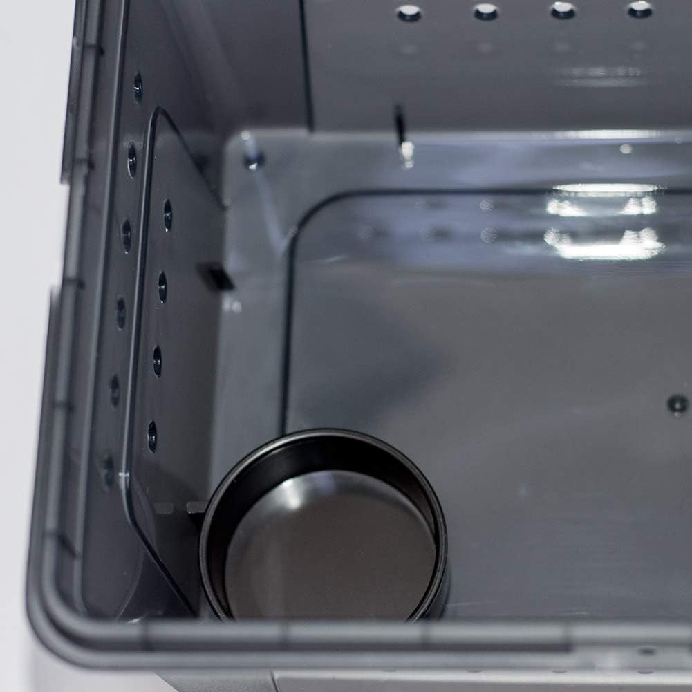 Portable Reptile Terrarium Habitat for Mini Pet Houses Breathable Holes Stackable Container (Black-M)