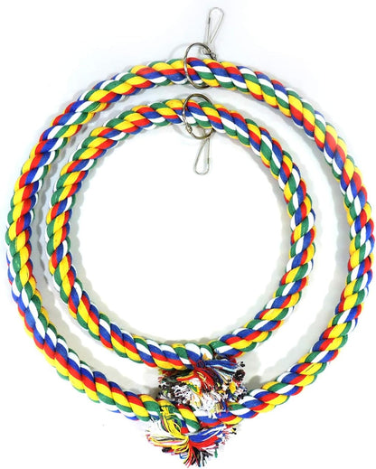 Bird Swing, Cage Hanging Toys Cotton Rope Swing Bite Resistance Perches Toy Parrot Toy Boredom Breaker for Budgie, Cockatiels, Conures, Finches, Small Parakeets (25Cm)