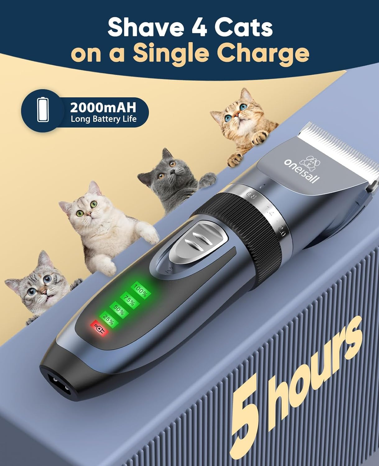 Cat Clippers for Matted Hair, Quiet Cat Shaver for Long Hair, Cordless Cat Hair Trimmer for Grooming, 2 Speed Pet Shaver Cat Grooming Kit for Cats Small Dogs Animals (Blue)…