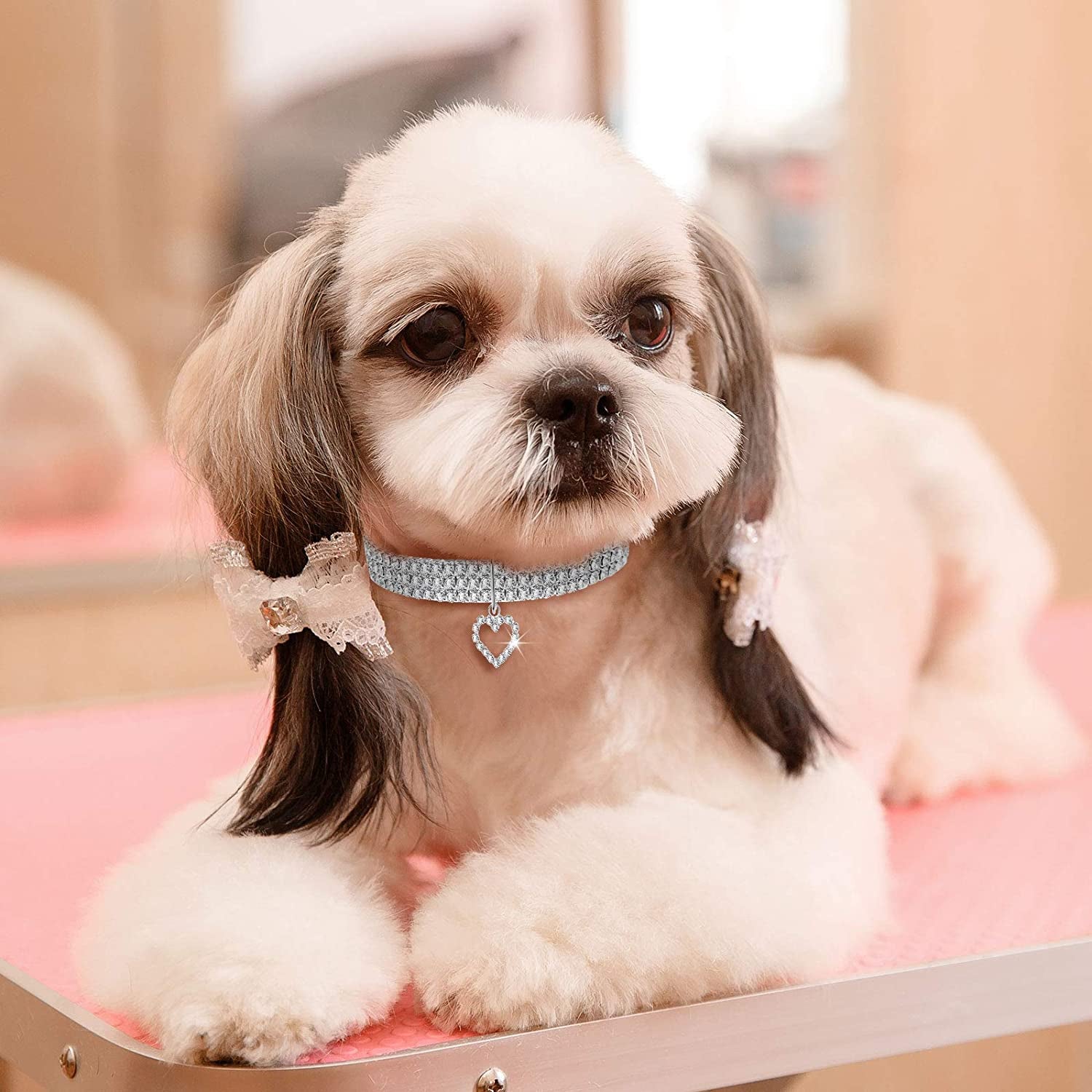  Crystal Cat Collar Elastic Pet Necklace 