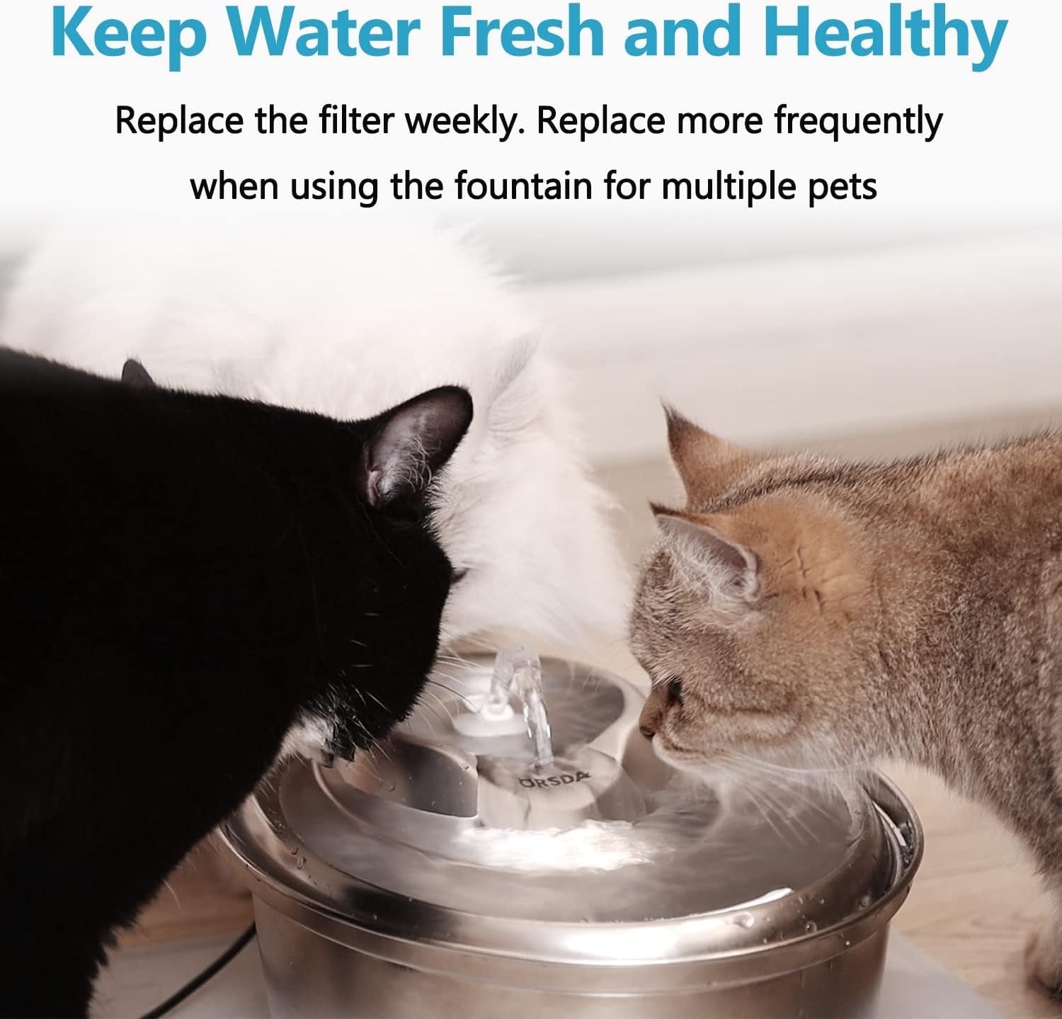 Cat Water Fountain Filters, Replacement Carbon, Resin Filters for D30 67Oz/2L Automatic Pet Fountain Cat Water Fountain Dog Water Dispenser, 4 Filtration System(6Pcs 67Oz/2L Filters)