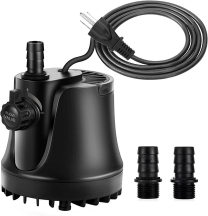 265-800 GPH Submersible Aquarium Water Pump with Adjustable Switch, Water Removal and Drainage Sump Cleaning Pump with 2 Nozzles for Pond, Fish Tanks, Hydroponics, Backyard (60W 800GPH)