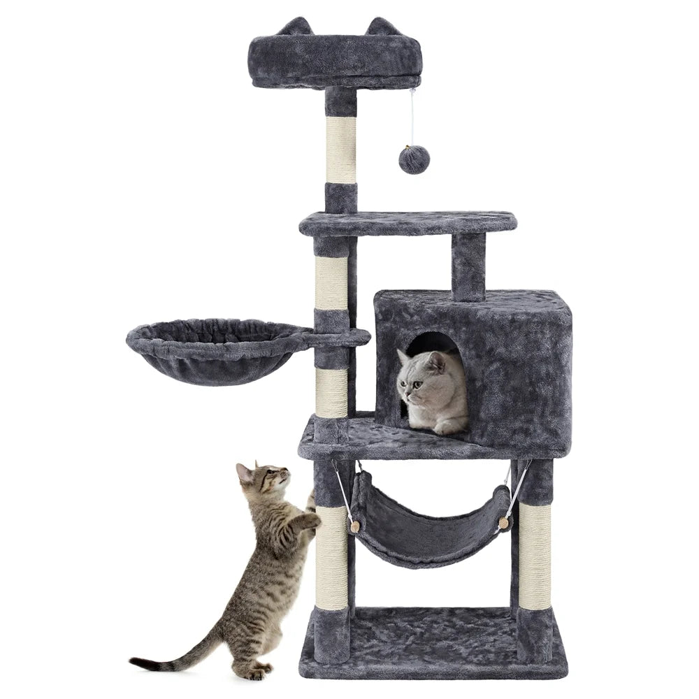 Ultimate 55" Dark Gray Cat Tree Tower - The Perfect Playground for Your Feline Friends!