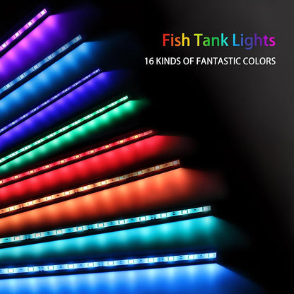 Submersible Aquarium Light, Fish Tank Light with Air Bubble Hole, RGB Color Changing Brightness Adjustable IP68 Waterproof Remote Control LED Light for Aquarium Fish Tank 20 Inch