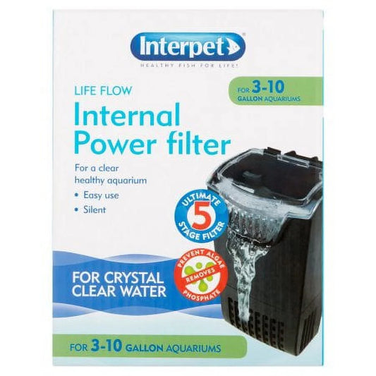 Interpet Life Flow Internal Aquarium Power Filter with 3 Cartridges
