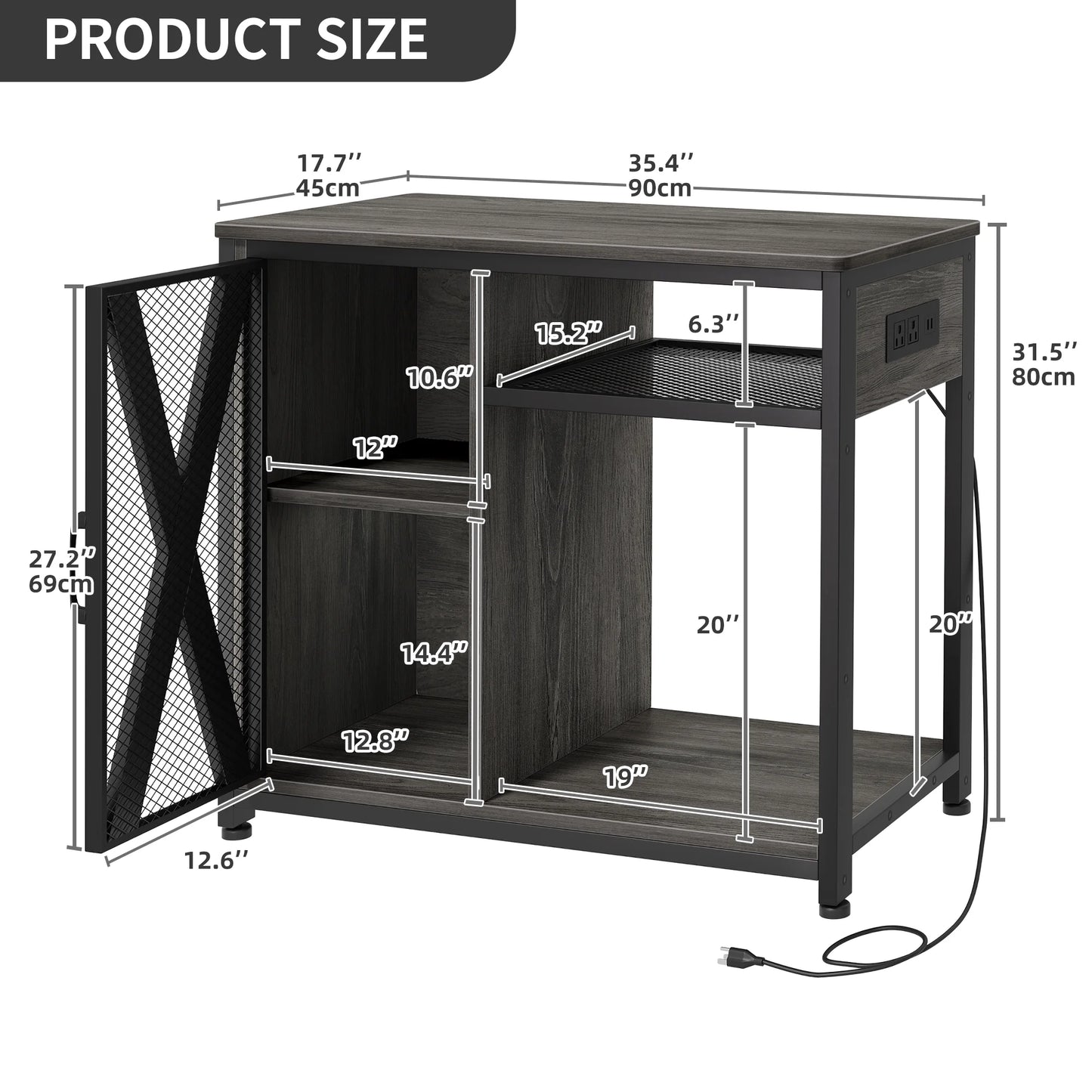 Fish Tank Stand Metal Aquarium Stand with Power Outlets & LED Light and Cabinet, for 40-50 Gallon Aquarium Bearable 880LBS Capacity, Gray & Black