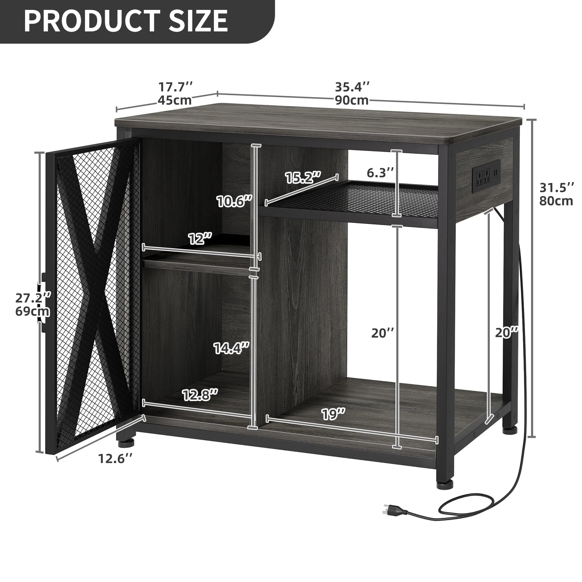 Fish Tank Stand Metal Aquarium Stand with Power Outlets & LED Light and Cabinet, for 40-50 Gallon Aquarium Bearable 880LBS Capacity, Gray & Black