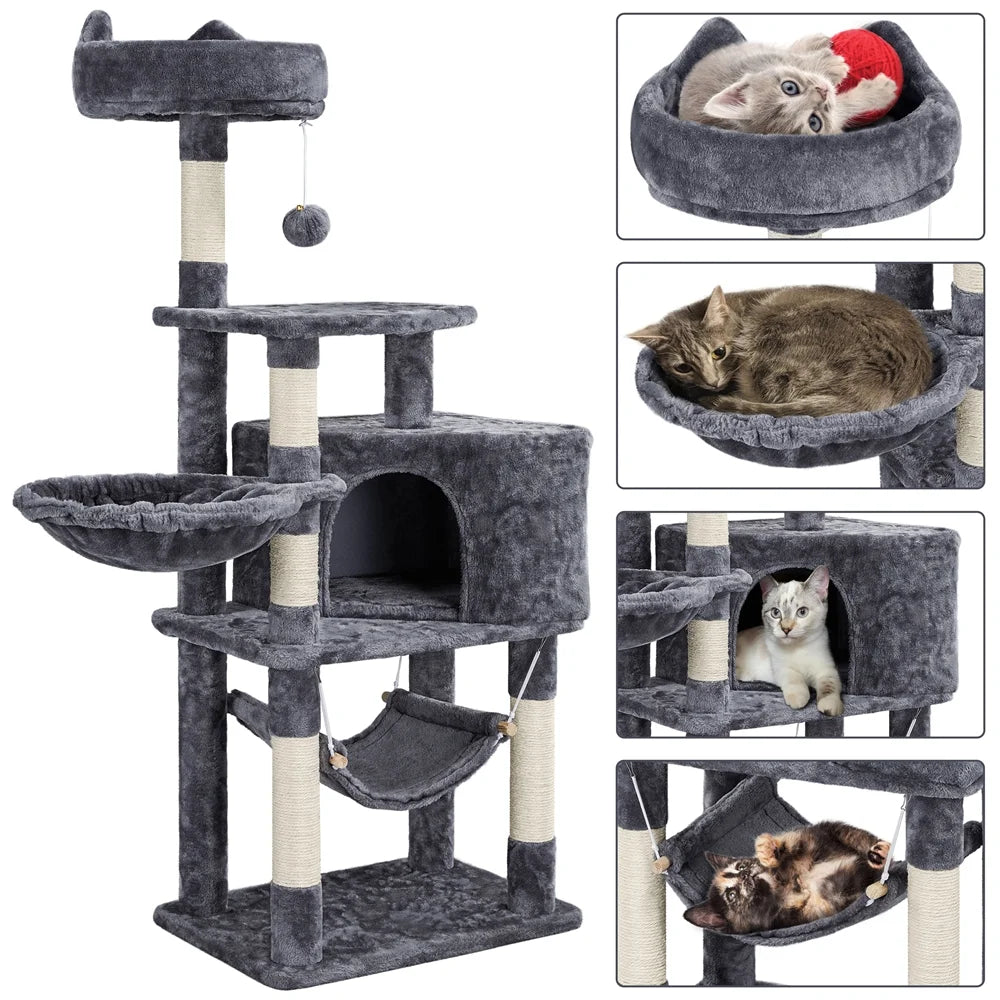 Ultimate 55" Dark Gray Cat Tree Tower - The Perfect Playground for Your Feline Friends!