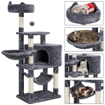 Ultimate 55" Dark Gray Cat Tree Tower - The Perfect Playground for Your Feline Friends!