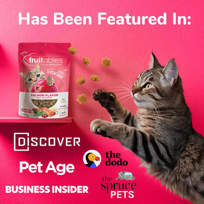 Cat Crunchy Treats for Cats – Healthy Low Calorie Packed with Protein – Free of Wheat, Corn and Soy – Made with Real Salmon with Cranberry – 2.5 Ounces