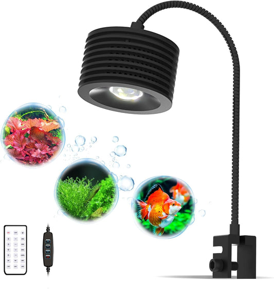 LED Aquarium Light, Planted Tank Light 4 Channels Remote Control 6500K Aquarium LED Light for Freshwater Fish Tank Refugium with Gooseneck (A20 18W Freshwater)