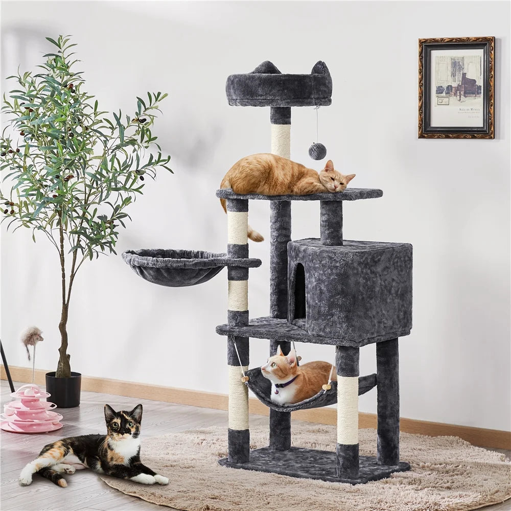 Ultimate 55" Dark Gray Cat Tree Tower - The Perfect Playground for Your Feline Friends!