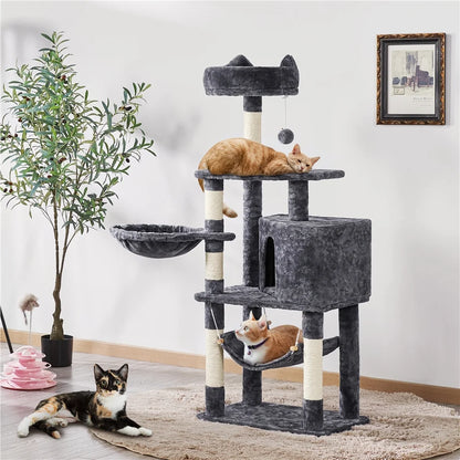 Ultimate 55" Dark Gray Cat Tree Tower - The Perfect Playground for Your Feline Friends!