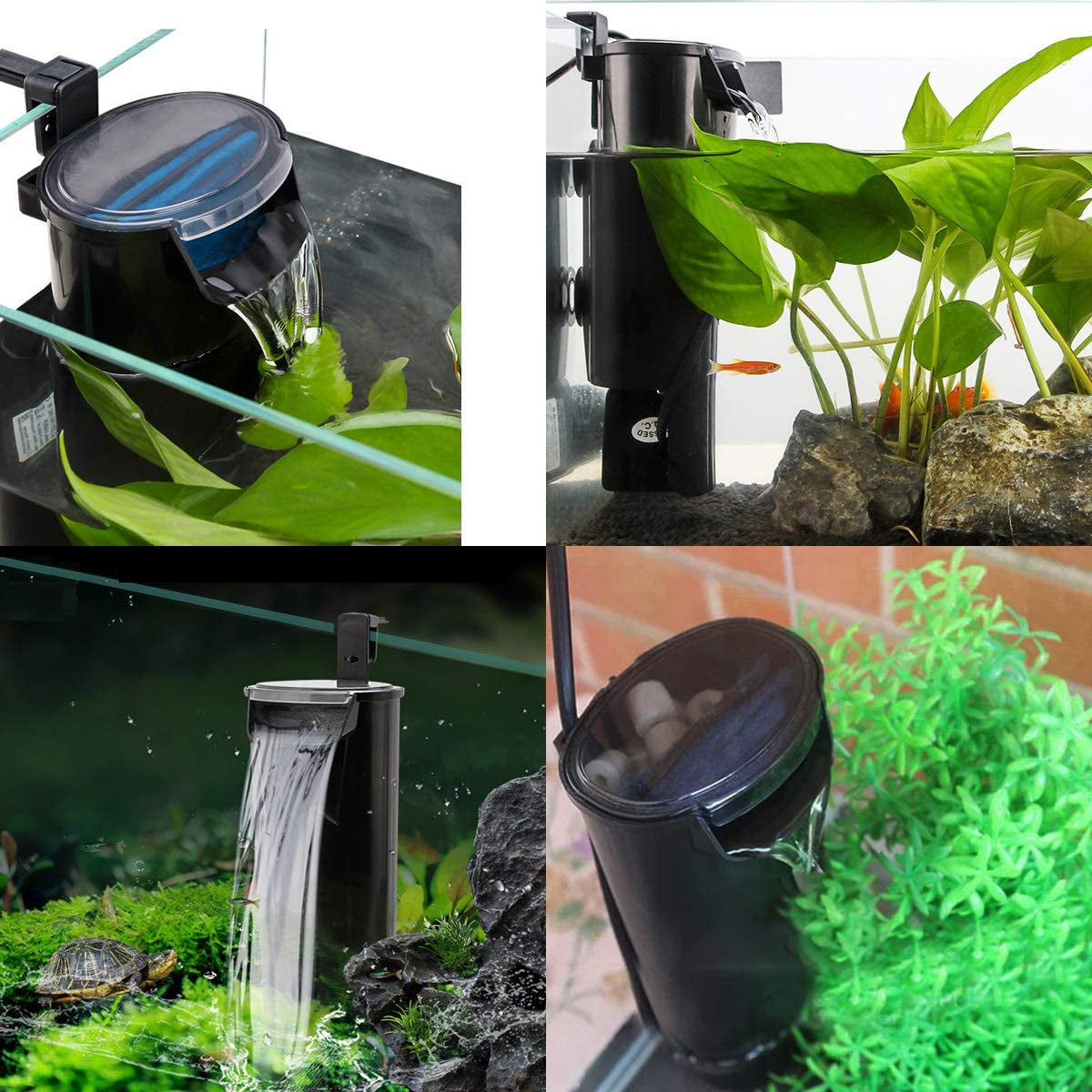 Turtle Filter Aquarium Filter Low Water Level Internal Filter Waterfall Flow Aquarium Pump for Turtle Tank Fish Tank Reptiles Shrimp Frog Crab Tank Amphibian Tank(Filter 2020)