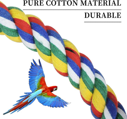 Bird Swing, Cage Hanging Toys Cotton Rope Swing Bite Resistance Perches Toy Parrot Toy Boredom Breaker for Budgie, Cockatiels, Conures, Finches, Small Parakeets (25Cm)