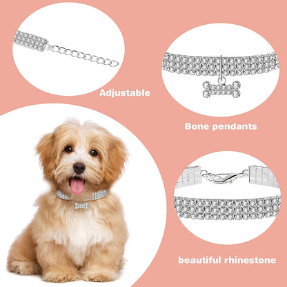  Crystal Cat Collar Elastic Pet Necklace 