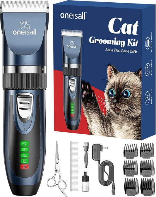 Cat Clippers for Matted Hair, Quiet Cat Shaver for Long Hair, Cordless Cat Hair Trimmer for Grooming, 2 Speed Pet Shaver Cat Grooming Kit for Cats Small Dogs Animals (Blue)…