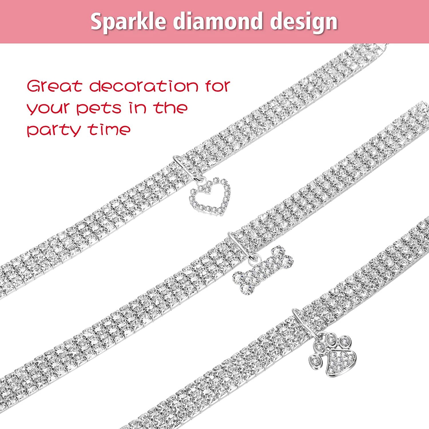  Crystal Cat Collar Elastic Pet Necklace 