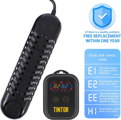 Submersible Aquarium Heater, 800W/1200W Fish Tank Heater, Double Tube Heating, Rapid Heating and Energy Saving, LED Digital Temperature Controller, Suitable for Sea Water and Fresh Water(1200W)