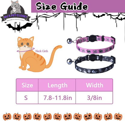 Cute & Stylish Breakaway Cat Collars! 🐾🎀 2-pack in Pink & Black Skull Design, Perfect for Your Fashionable Feline! 💖🐱 