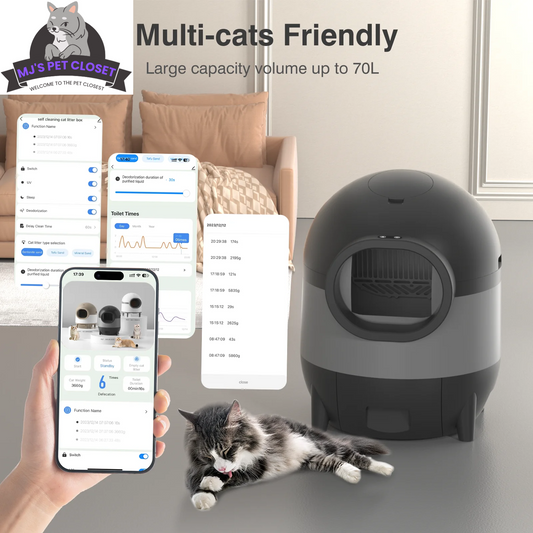 Say goodbye to scooping! 🐾✨ Meet the ultimate Self-Cleaning Cat Litter Box with WiFi & app control! Perfect for multiple cats and designed for easy living! 🐱💖