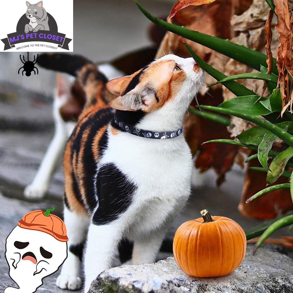 Cute & Stylish Breakaway Cat Collars! 🐾🎀 2-pack in Pink & Black Skull Design, Perfect for Your Fashionable Feline! 💖🐱 